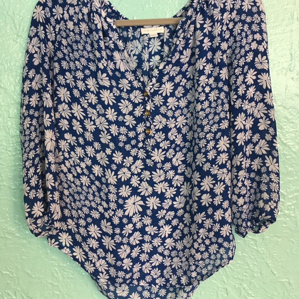 Sheer Flowing Flowered Blouse XS